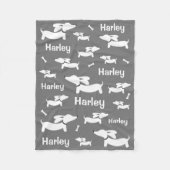 Dackel Custom Gray Blanket für Dackel Hunde Fleecedecke (Vorderseite)