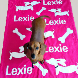 Dackel Custom Pink Blanket für Dackel Hunde Fleecedecke