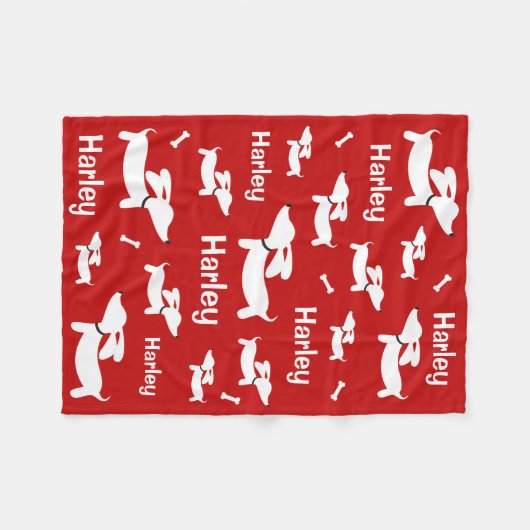 Dackel Custom Red Blanket für Dackel Hunde Fleecedecke (Vorderseite (Horizontal))
