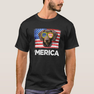 Dackel Dackel American USA Flag 4. Juli Fou T-Shirt