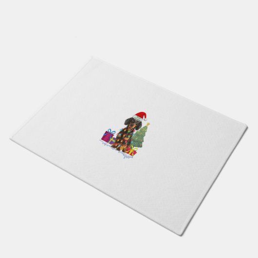 Dackel dackel Dackel Hund hässlich Weihnachtspulli Fußmatte (Schrägansicht)