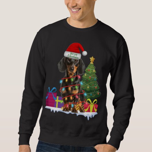 Dackel dackel Dackel Hund hässlich Weihnachtspulli Sweatshirt (Vorderseite)