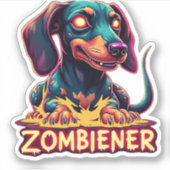 Dackel Dackel Dackel Wurst Zombie Dog Hallowee Aufkleber (Vorderseite)
