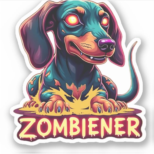 Dackel Dackel Dackel Wurst Zombie Dog Hallowee Aufkleber (Vorderseite)