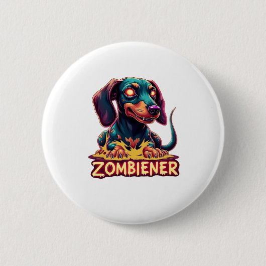 Dackel Dackel Dackel Wurst Zombie Dog Hallowee Button (Vorderseite)
