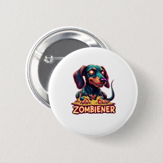 Dackel Dackel Dackel Wurst Zombie Dog Hallowee Button (Vorne & Hinten)