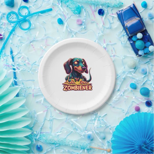 Dackel Dackel Dackel Wurst Zombie Dog Hallowee Pappteller (Party)