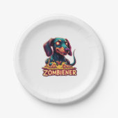 Dackel Dackel Dackel Wurst Zombie Dog Hallowee Pappteller (Vorderseite)