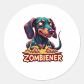 Dackel Dackel Dackel Wurst Zombie Dog Hallowee Runder Aufkleber (Vorderseite)