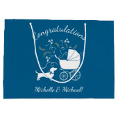 Dackel Dackel Dog Baby Dusche Blue Boy Große Geschenktüte (Rückseite)