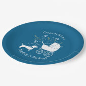 Dackel Dackel Dog Baby Dusche Blue Boy Pappteller (Schrägansicht)