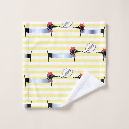 Dackel Dackel Dog Bonjour Badhandtuch Set (Waschlappen)