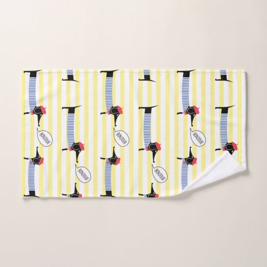 Dackel Dackel Dog Bonjour Badhandtuch Set (Handtuch)