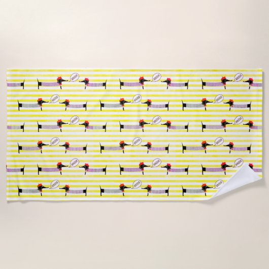 Dackel Dackel Dog Bonjour Strandtuch (Vorderseite)