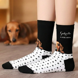 Dackel Dackel Dog Paw Drucken Schwarz-weiße, benut Socken