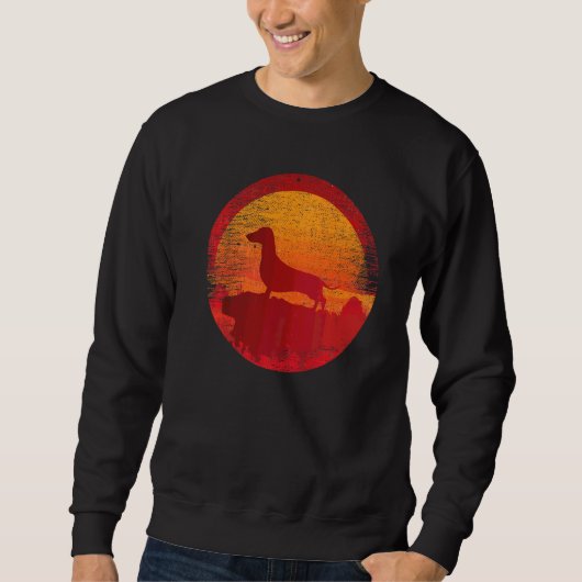 Dackel Dackel Doxen Dog Retro Sunset Sweatshirt (Vorderseite)
