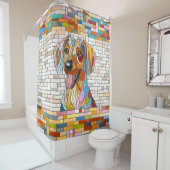 Dackel - Dackel - farbiges Mosaik Duschvorhang (Beispiel)