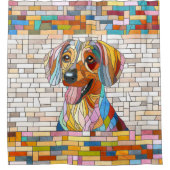 Dackel - Dackel - farbiges Mosaik Duschvorhang (Vorderseite)