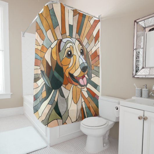 Dackel - Dackel - farbiges Mosaik Duschvorhang (Beispiel)