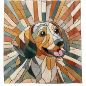 Dackel - Dackel - farbiges Mosaik Duschvorhang (Vorderseite)