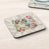 Dackel - Dackel - farbiges Mosaik Getränkeuntersetzer (Linke Seite)