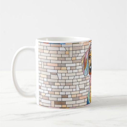 Dackel - Dackel - farbiges Mosaik Kaffeetasse (Links)