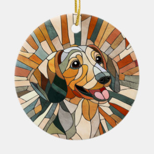 Dackel - Dackel - farbiges Mosaik Keramik Ornament