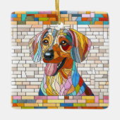 Dackel - Dackel - farbiges Mosaik Keramikornament (Vorderseite)