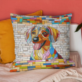 Dackel - Dackel - farbiges Mosaik Kissen