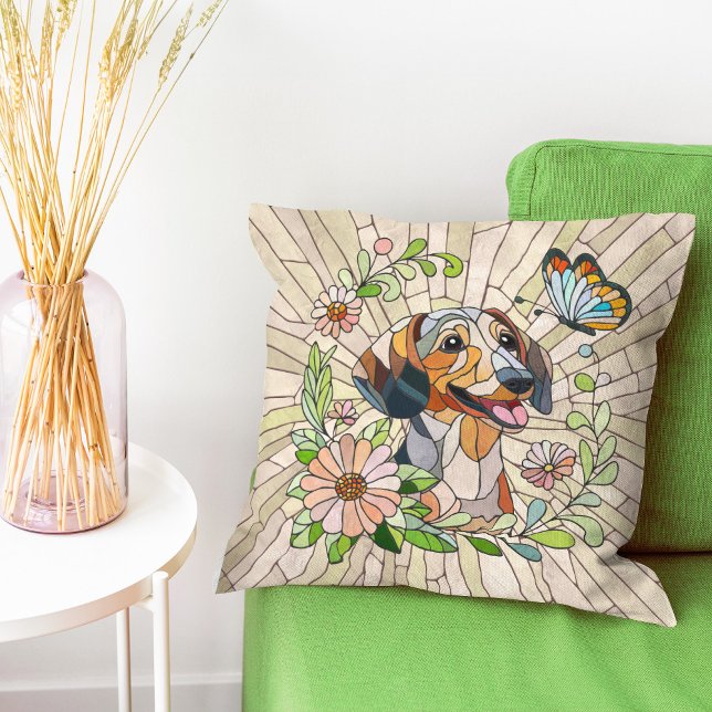 Dackel - Dackel - farbiges Mosaik Kissen (Von Creator hochgeladen)