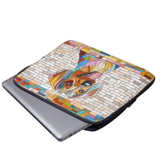 Dackel - Dackel - farbiges Mosaik Laptopschutzhülle (Vorne Knopf)