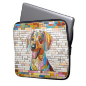 Dackel - Dackel - farbiges Mosaik Laptopschutzhülle (Vorderseite Links)