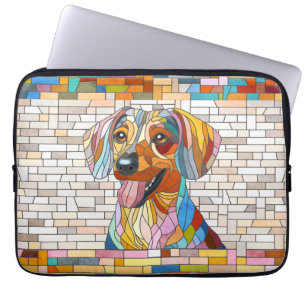 Dackel - Dackel - farbiges Mosaik Laptopschutzhülle