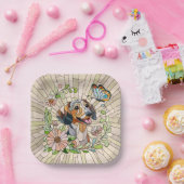 Dackel - Dackel - farbiges Mosaik Pappteller (Party)