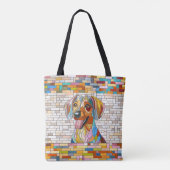 Dackel - Dackel - farbiges Mosaik Tasche (Rückseite)