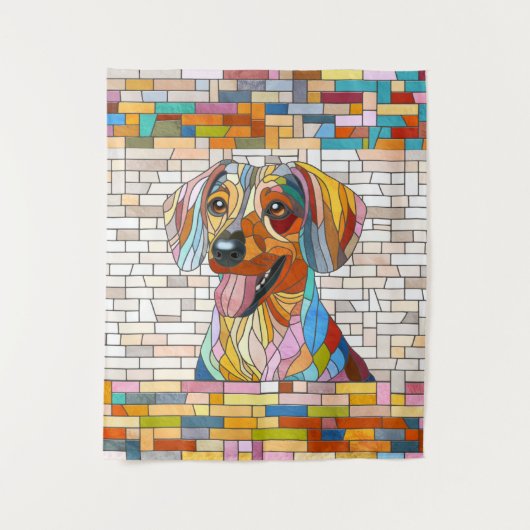 Dackel - Dackel - farbiges Mosaik Wandteppich (Vorderseite)