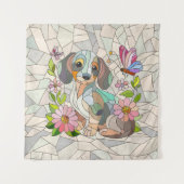 Dackel - Dackel - farbiges Mosaik Wandteppich (Vorderseite)