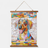Dackel - Dackel - farbiges Mosaik Wandteppich Mit Holzrahmen (Vorderseite)