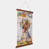 Dackel - Dackel - farbiges Mosaik Wandteppich Mit Holzrahmen (Gewinkelt)