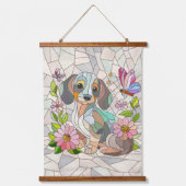 Dackel - Dackel - farbiges Mosaik Wandteppich Mit Holzrahmen (Vorderseite)