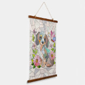 Dackel - Dackel - farbiges Mosaik Wandteppich Mit Holzrahmen (Gewinkelt)