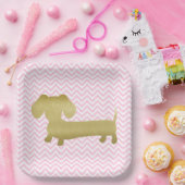 Dackel Dackel Gold und Rosa Party Teller (Party)