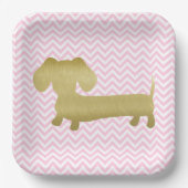 Dackel Dackel Gold und Rosa Party Teller (Vorderseite)