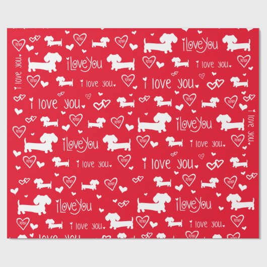 Dackel Dackel Hund Herz Liebe Geschenkpapier Wrap  (Flach)