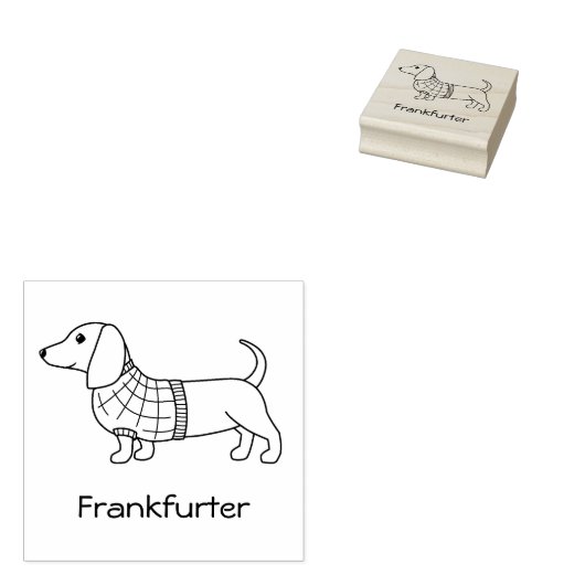Dackel Dackel Hund Kariert Pullover Gummistempel (Stempel)