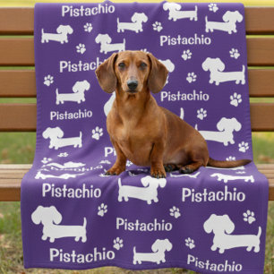 Dackel Dackel Hund Personalisiert Blanket Lila Fleecedecke