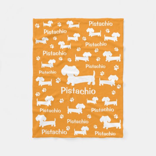 Dackel Dackel Hund Personalisiert Blanket Orange Fleecedecke (Vorderseite)