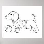 Dackel Dackel Hund und Ball Farbseite Poster (Vorne)