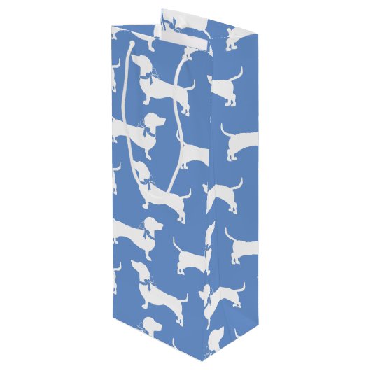 Dackel Dackel Hund Welpe Geschenktüte Für Weinflaschen (Rückseite Schrägansicht)