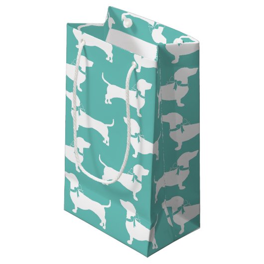 Dackel Dackel Hund Welpe kleine Geschenktasche Kleine Geschenktüte (Vorderseite Schrägansicht)